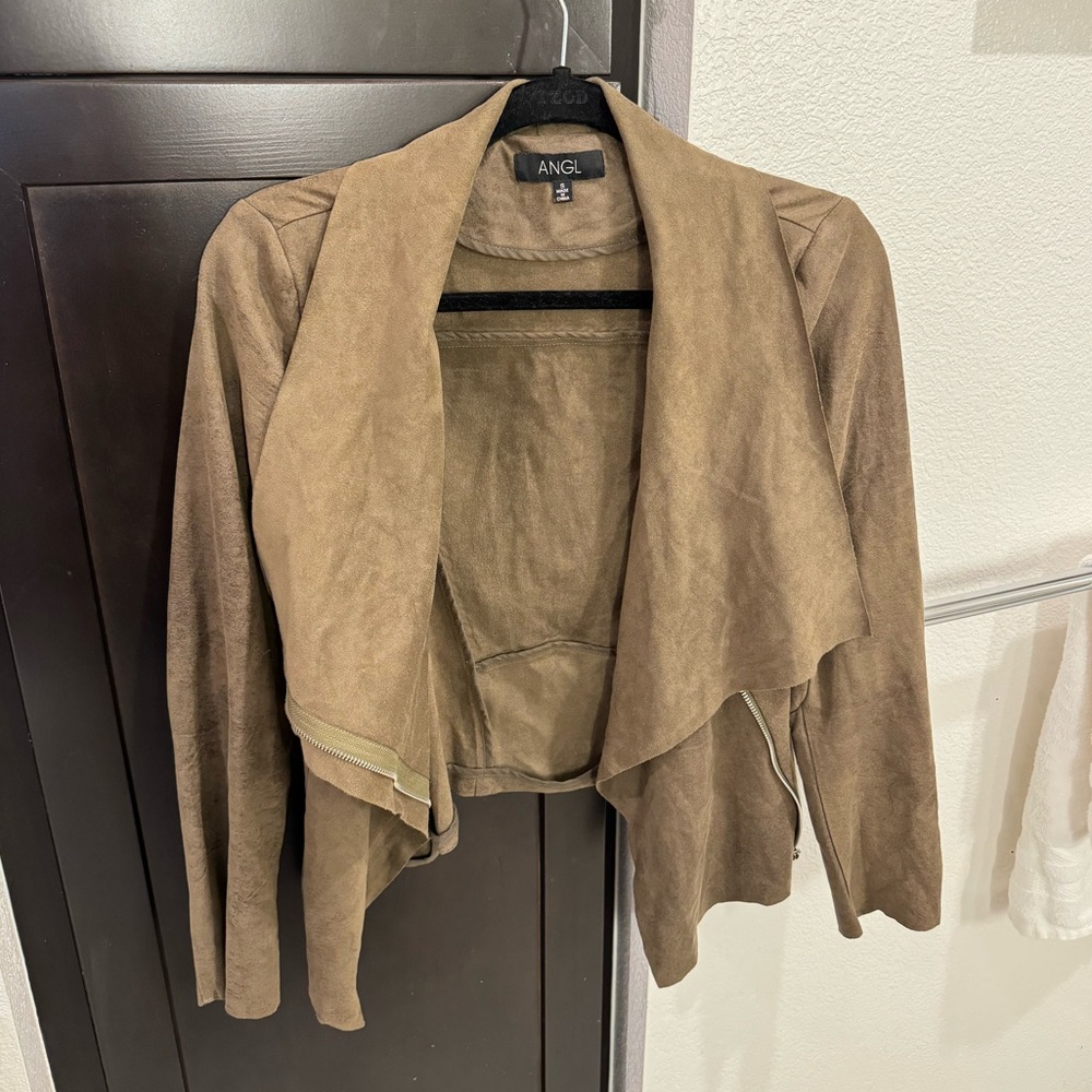 ANGL Dark Olive Green Suede Jacket